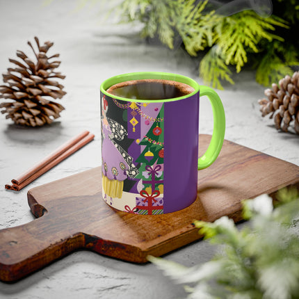 🎁✨ The Lavender Christmas Masquerade Colorful Mug – Art Deco Holiday Fantasy