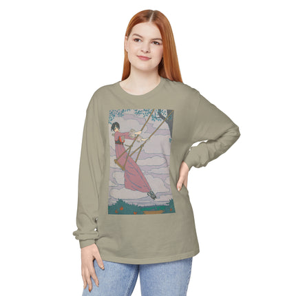 La balançoire by Georges Lepape Garment-dyed Long Sleeve T-Shirt