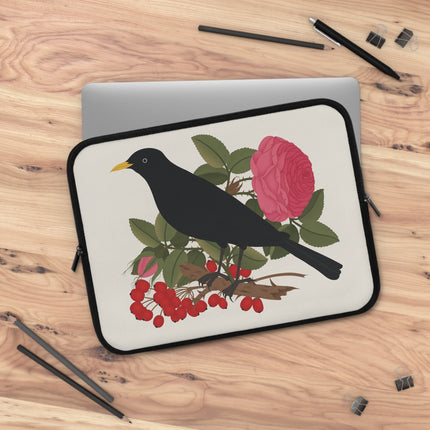 🐦🌹 Blackbird & Rose Laptop Sleeve – Timeless Beauty & Elegant Charm