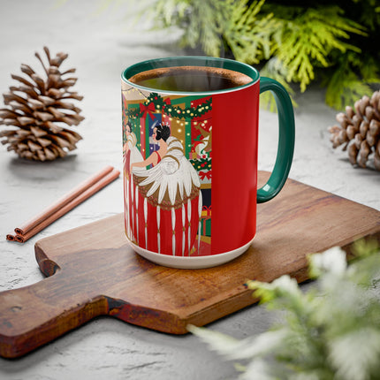 🎄💃 The Christmas Mirror Duet Colorful Mug – Art Deco Holiday Elegance
