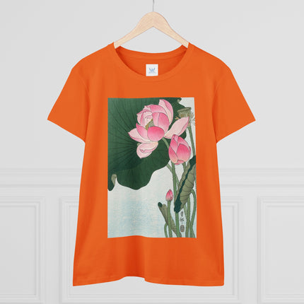 Blooming Lotus Flowers by Ohara Koson Women's Midweight Cotton Tee