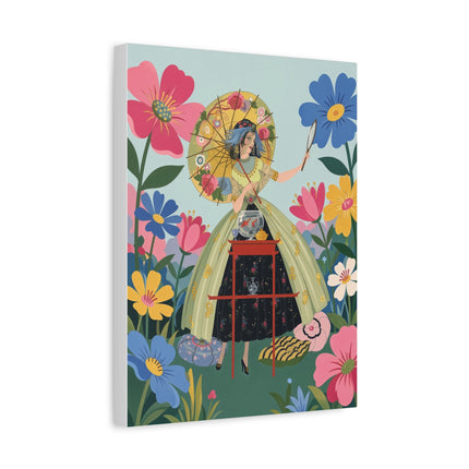 🌸🪞 The Floral Parasol Reflection Placemat – Art Deco Garden Fantasy