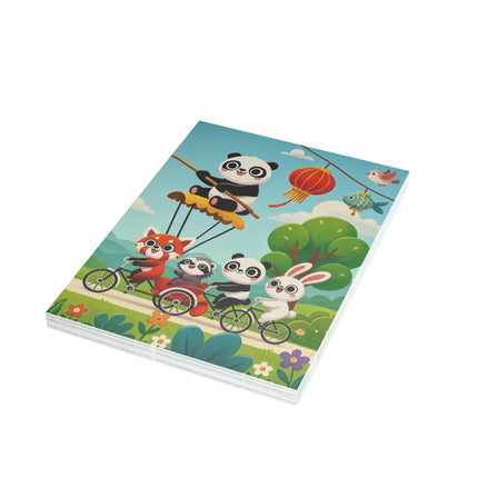 🐉🚲 The Dragon Garden Bicycle Parade Greeting Card – Whimsical Animal Adventure