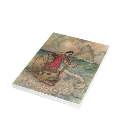 Rita Rides on the Dolphin by Warwick Goble Postcards (envelopes included) - Bundles of 10, 30, 50 Pieces