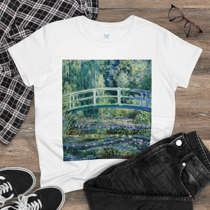 Water Lilies and Japanese Bridge by Claude Monet Women's Midweight Cotton Tee
