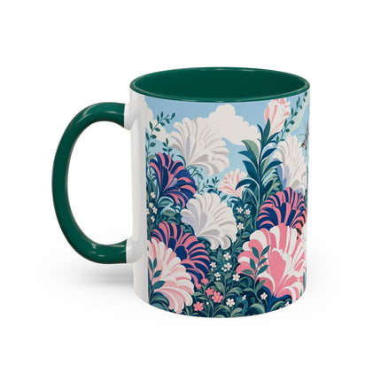 🌸🦋 The Enchanted Pink Blossom Retreat Colorful Mug – Art Deco Floral Whimsy