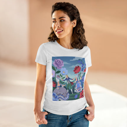 🎭🌸 The Garden Masquerade Cotton Tee – Art Deco Fashion Illustration