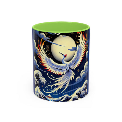 Majestic White Crane Colorful Mugs (11oz, 15oz)