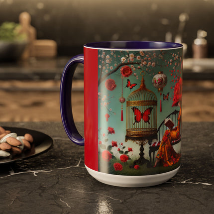 Reading in a Painted Garden Colorful Mugs (11oz, 15oz)
