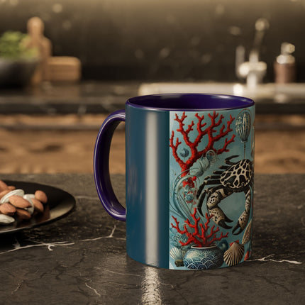 Spotted Crab & Pagoda Colorful Mug – Mystical Ocean & Asian Harmony