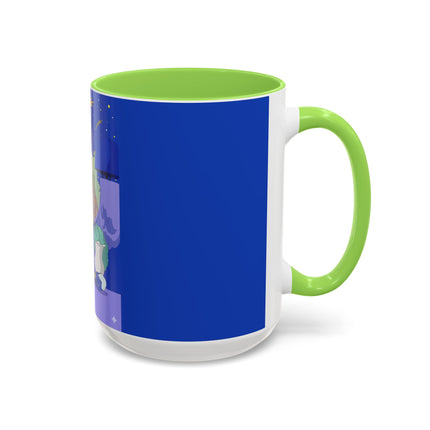 Wishes Beneath the Comet Sky Colorful Mug (11oz, 15oz) – Celestial Magic, Art Deco Elegance & Dreamy Wonder