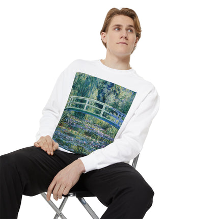 Water Lilies and Japanese Bridge by Claude Monet Unisex Garment-Dyed Sweatshirt