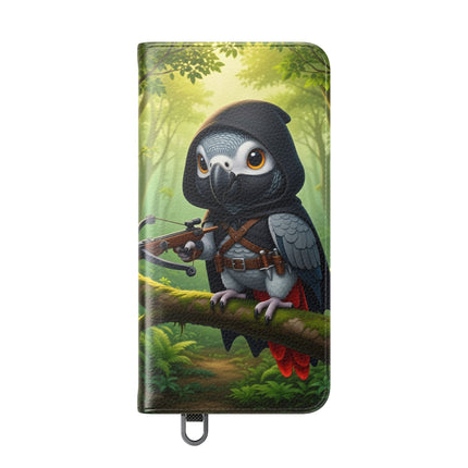 🪶🌲 The African Grey Sentinel Flip Case – Quiet Strength & Woodland Adventure