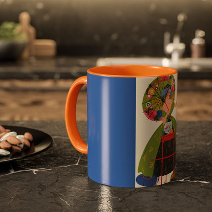 Lady with the Golden Fish Colorful Mugs – Whimsical Fashion & Playful Fantasy