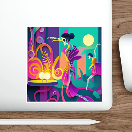 Dance of the Skeleton Ballerinas Die-Cut Stickers (5 Sizes)