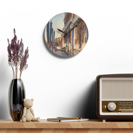 Gondola Moorings on the Grand Canal by John Singer Sargent Acrylic Wall Clock, Round and Square