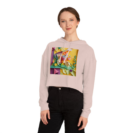 Origami Bicycle Women’s Cropped Hooded Sweatshirt