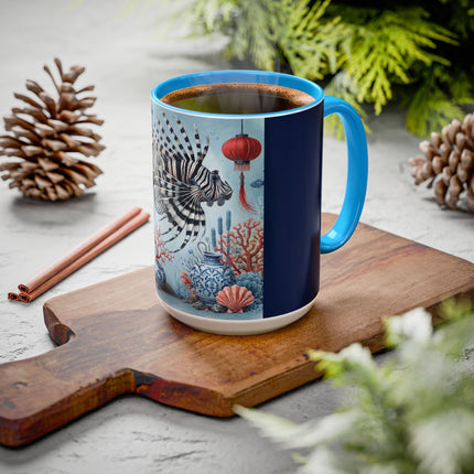 Lionfish & Lantern Colorful Mug – Mystical Ocean & Asian Harmony