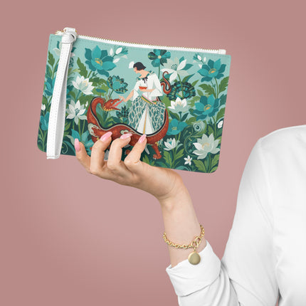 🐉🌿 The Dragon Keeper Clutch Bag – Art Deco Floral Fantasy
