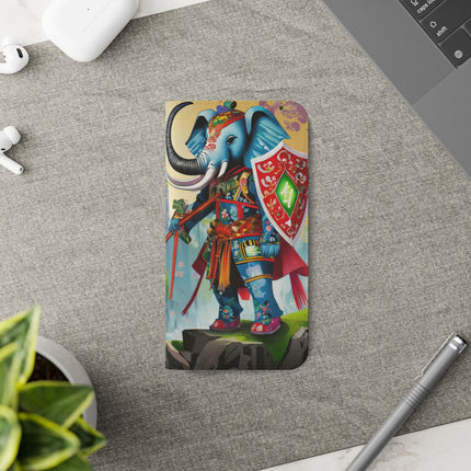 🐘⚔️ Cyberpunk Elephant Samurai Flip Case – Ancient Wisdom & Neon Power