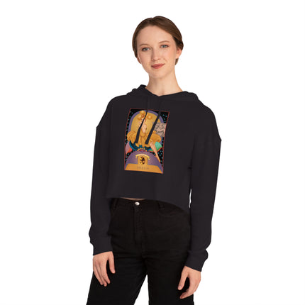 November & Topaz (from the Gem Series) by Sofia Chiostri Women’s Cropped Hooded Sweatshirt