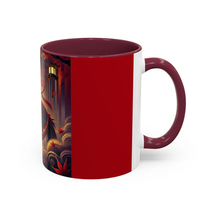 Regal Crimson Crane in the Autumn Mist Colorful Mugs (11oz, 15oz)