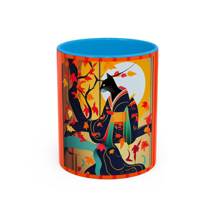 Black Cat in Kimono Colorful Mugs, 11oz