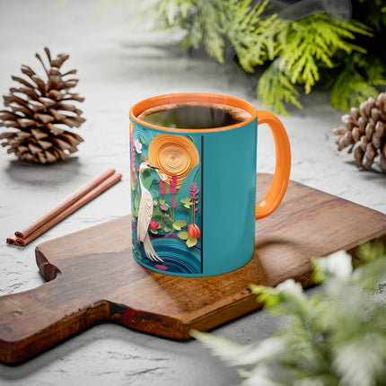 Elegant Egret Oasis Colorful Mugs (11oz, 15oz)