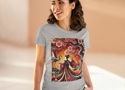 Fairy and Stork Beneath the Cherry Blossoms Cotton Tee