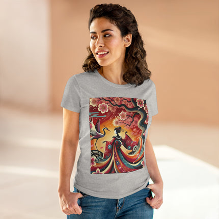 Fairy and Stork Beneath the Cherry Blossoms Cotton Tee