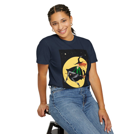 A Witch’s Moonlit Flight Unisex Garment-Dyed T-shirt
