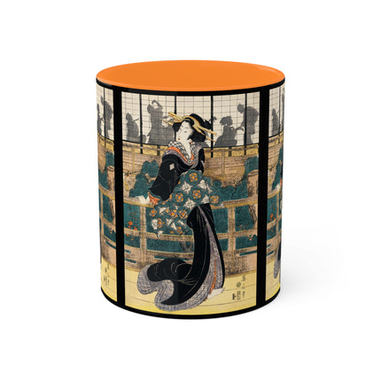 Japanese woman woodcut print by Kikukawa Eizan Colorful Mugs, 11oz