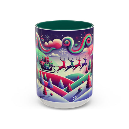 Festive Reindeer Flight Colorful Mugs (11oz, 15oz)