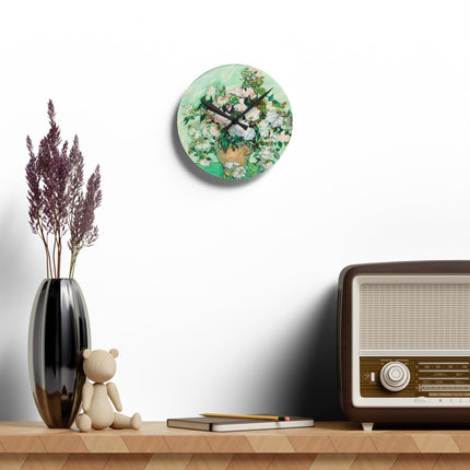 Roses by Vincent Van Gogh Acrylic Wall Clock, Round and Square
