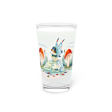 🧚🍄 The Fairy Of The Scarlet Mushrooms Pint Glass – Art Deco Woodland Fantasy