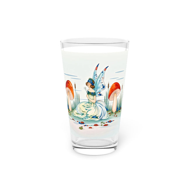 🧚🍄 The Fairy Of The Scarlet Mushrooms Pint Glass – Art Deco Woodland Fantasy