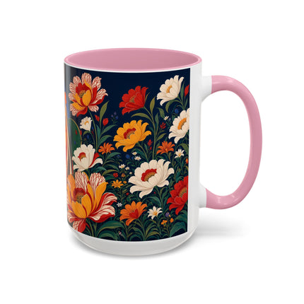 🌺🐦 The Enchanted Birdcage Garden Colorful Mug – Art Deco Floral Fantasy