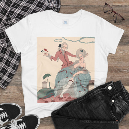 🌹🎀 The Rose Garden Courtship Cotton Tee – Art Deco Romantic Fashion