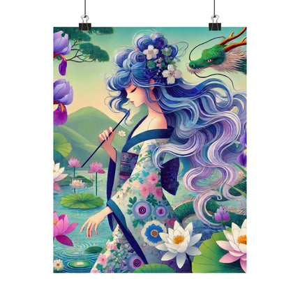 🐉🪷 Fairy of the Koi Pond Matte Vertical Poster – Tranquil Magic & Dragon Grace