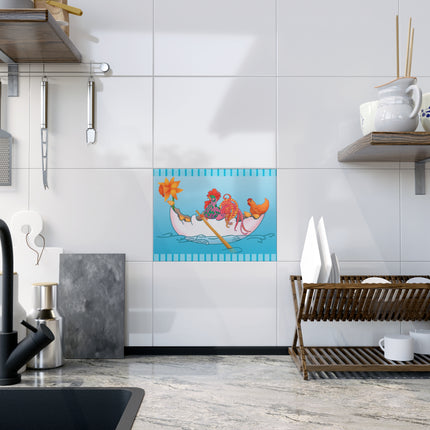 A Rooster's Seafaring Adventure Ceramic Tile