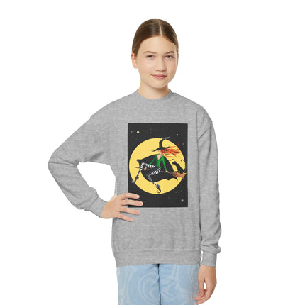 A Witch’s Moonlit Flight Youth Crewneck Sweatshirt