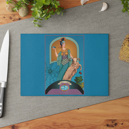 March & Aquamarine Zodiac Glass Cutting Board