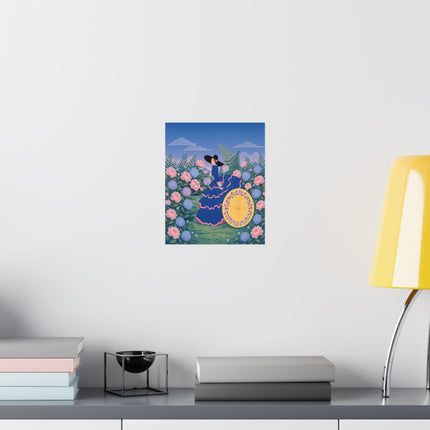 🌸☂️ The Lady Of The Flower Garden Parasol Matte Vertical Poster – Art Deco Botanical Elegance