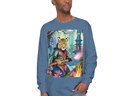 Cyberpunk Leopard Garment-dyed Long Sleeve T-Shirt