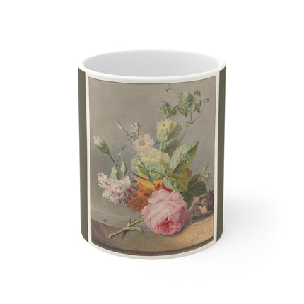 Floral Still Life by Georgius Jacobus Johannes van Os Ceramic Mug 11oz
