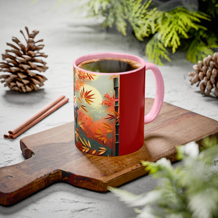 Red Panda at an Autumn Bamboo Grove Colorful Mugs (11oz, 15oz)