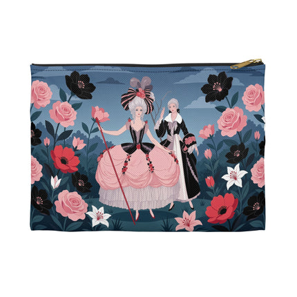 🌹🎭 The Rose Masquerade Promenade Accessory Pouch – Art Deco Floral Elegance