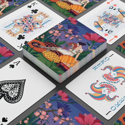 🌸☕ The Garden Of Quiet Reverie Playing Cards – Art Deco Garden Serenity