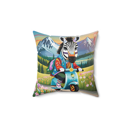 Stripes on Wheels Spun Polyester Square Pillow