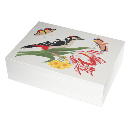 Woodpecker & Tulip Greeting Card – Vibrant Energy & Cheerful Charm